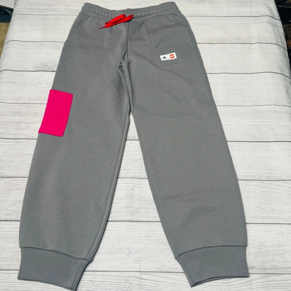 Adidas Lego Girls Multi Sport Sweatpants‎ Mystery Gray Real Magenta Medium NWT